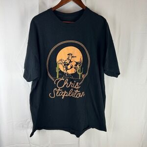 Chris Stapleton T-Shirt Mens 2XL Black Cowboy Bronco Graphic Country Music Tee